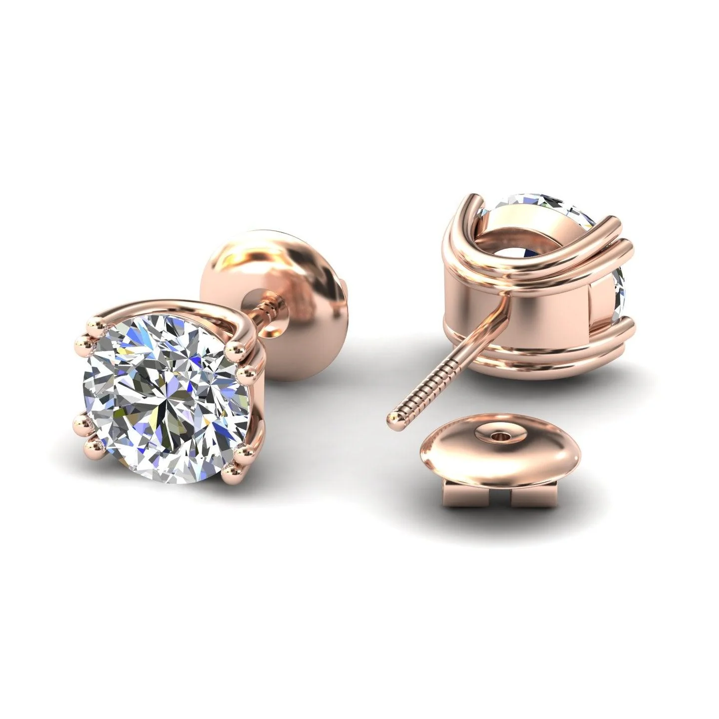 Certified D/VS 2.00Ct Round Diamond Stud Earrings in 18k Gold / Platinum - Image 5