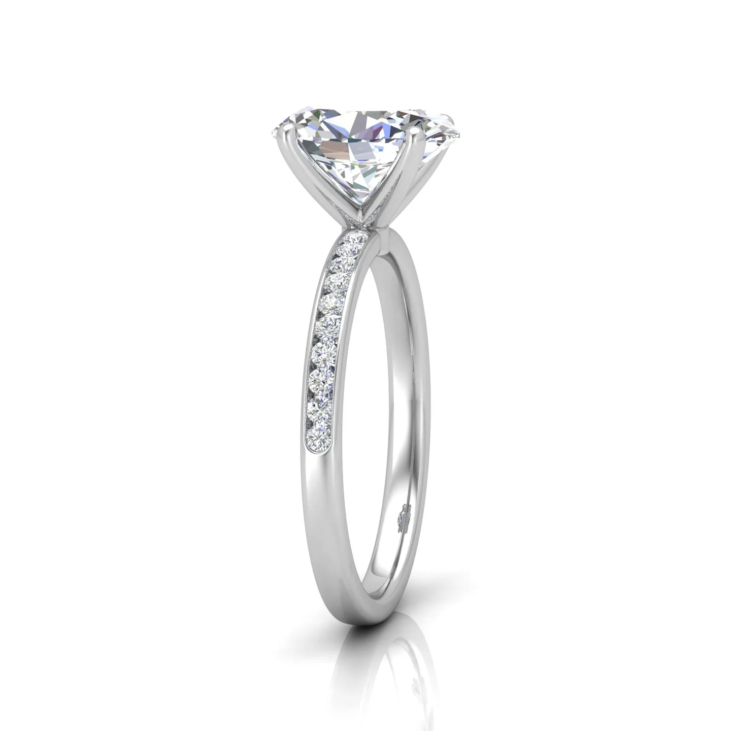 Channel Set Oval Diamond Engagement Ring - Image 3
