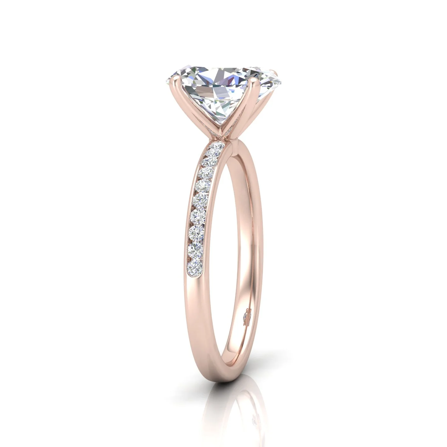 Channel Set Oval Diamond Engagement Ring - Image 4