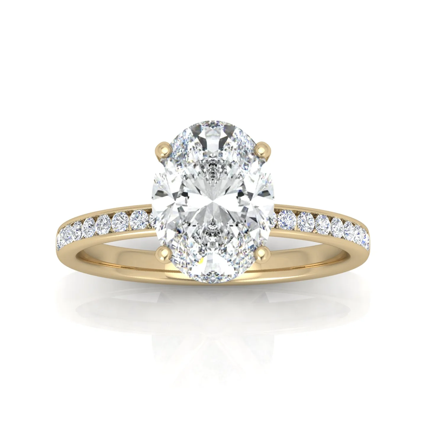 Channel Set Oval Diamond Engagement Ring - Image 7
