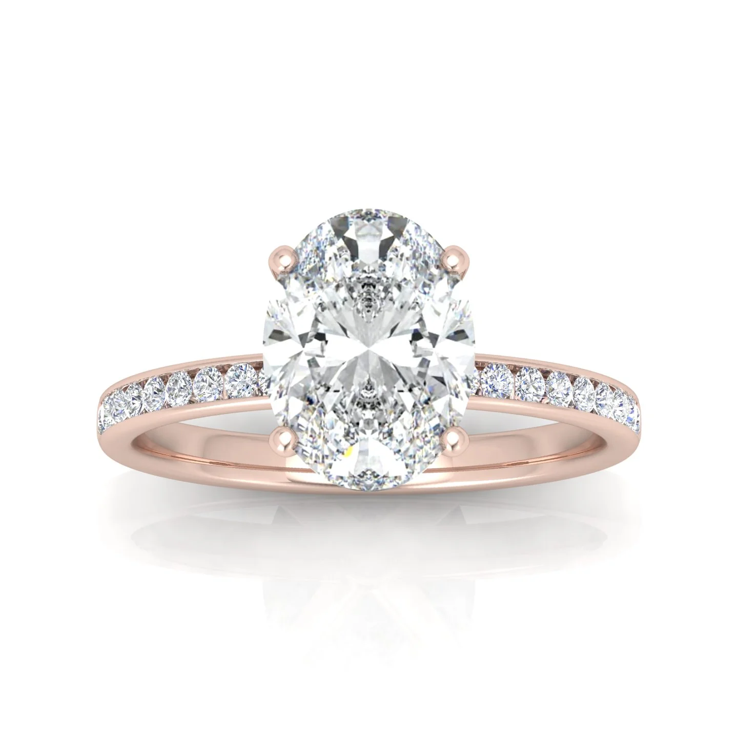 Channel Set Oval Diamond Engagement Ring - Image 8