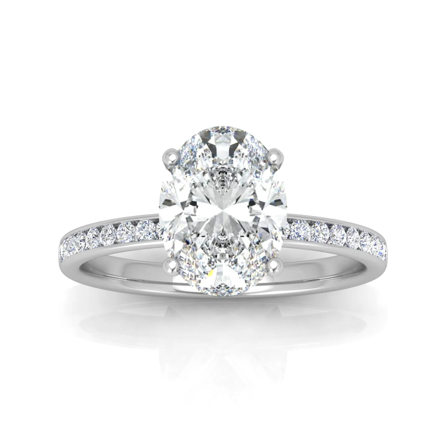 Channel Set Oval Diamond Engagement Ring - Image 9