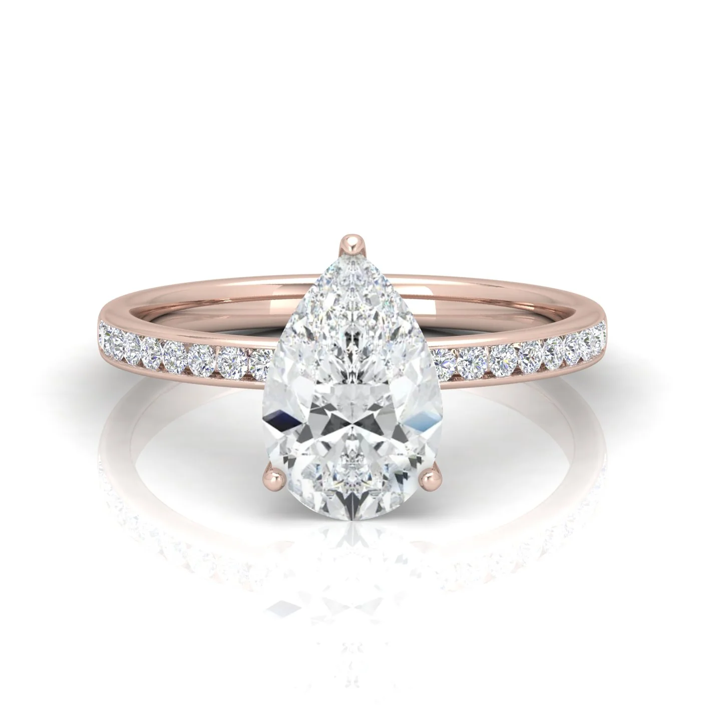 Channel Set Pear Diamond Engagement Ring - Image 10