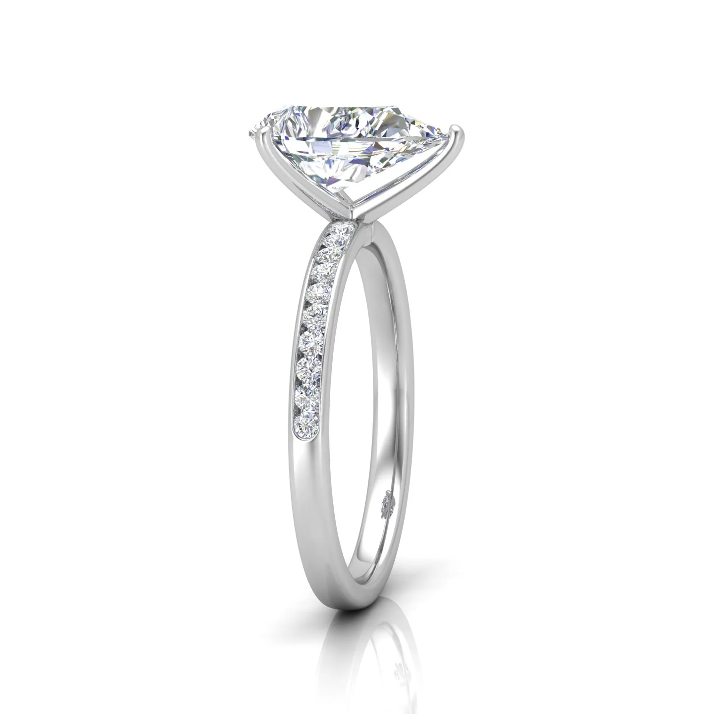 Channel Set Pear Diamond Engagement Ring - Image 3