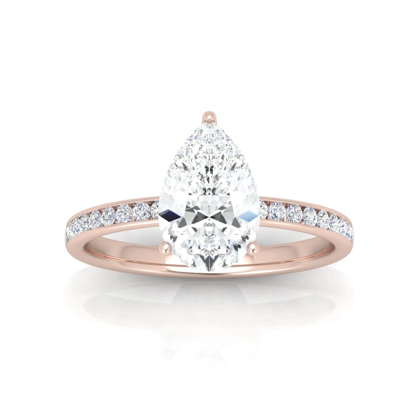 Channel Set Pear Diamond Engagement Ring - Image 8