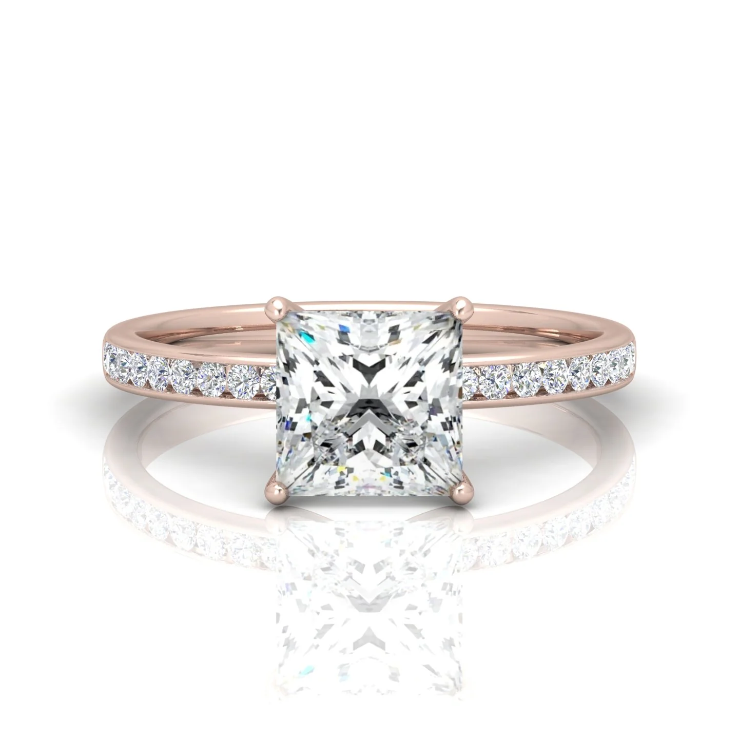 Channel Set Princess Diamond Engagement Ring - Image 10