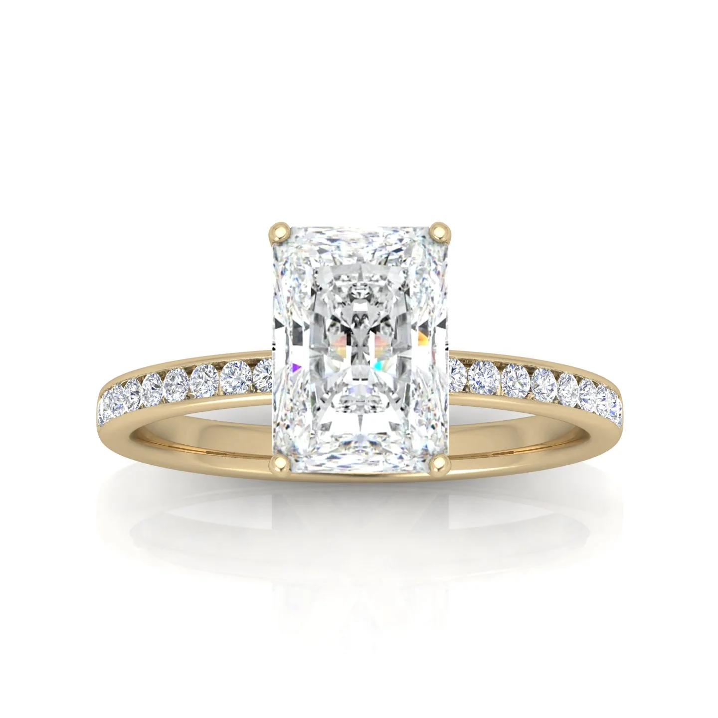 Channel Set Radiant Diamond Engagement Ring - Image 10