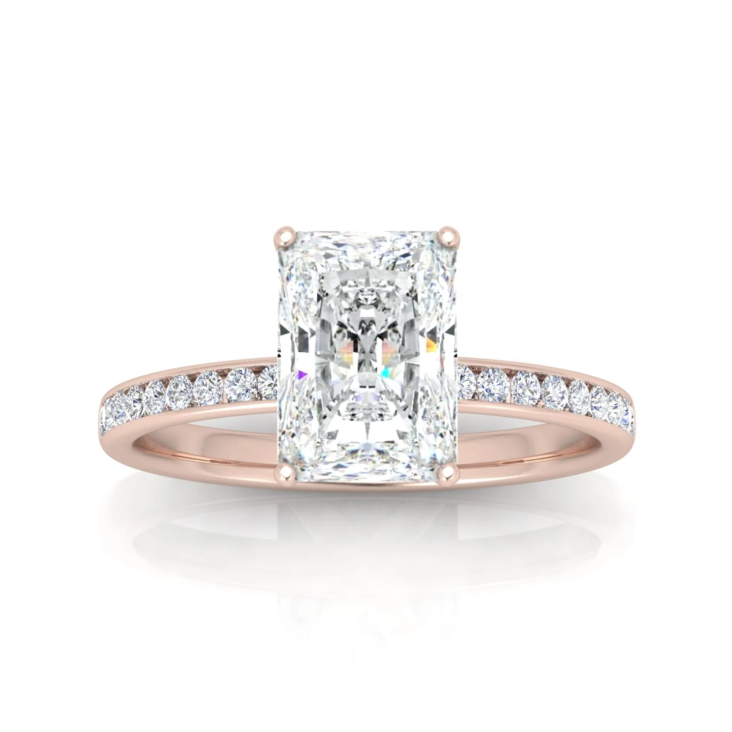Channel Set Radiant Diamond Engagement Ring - Image 11