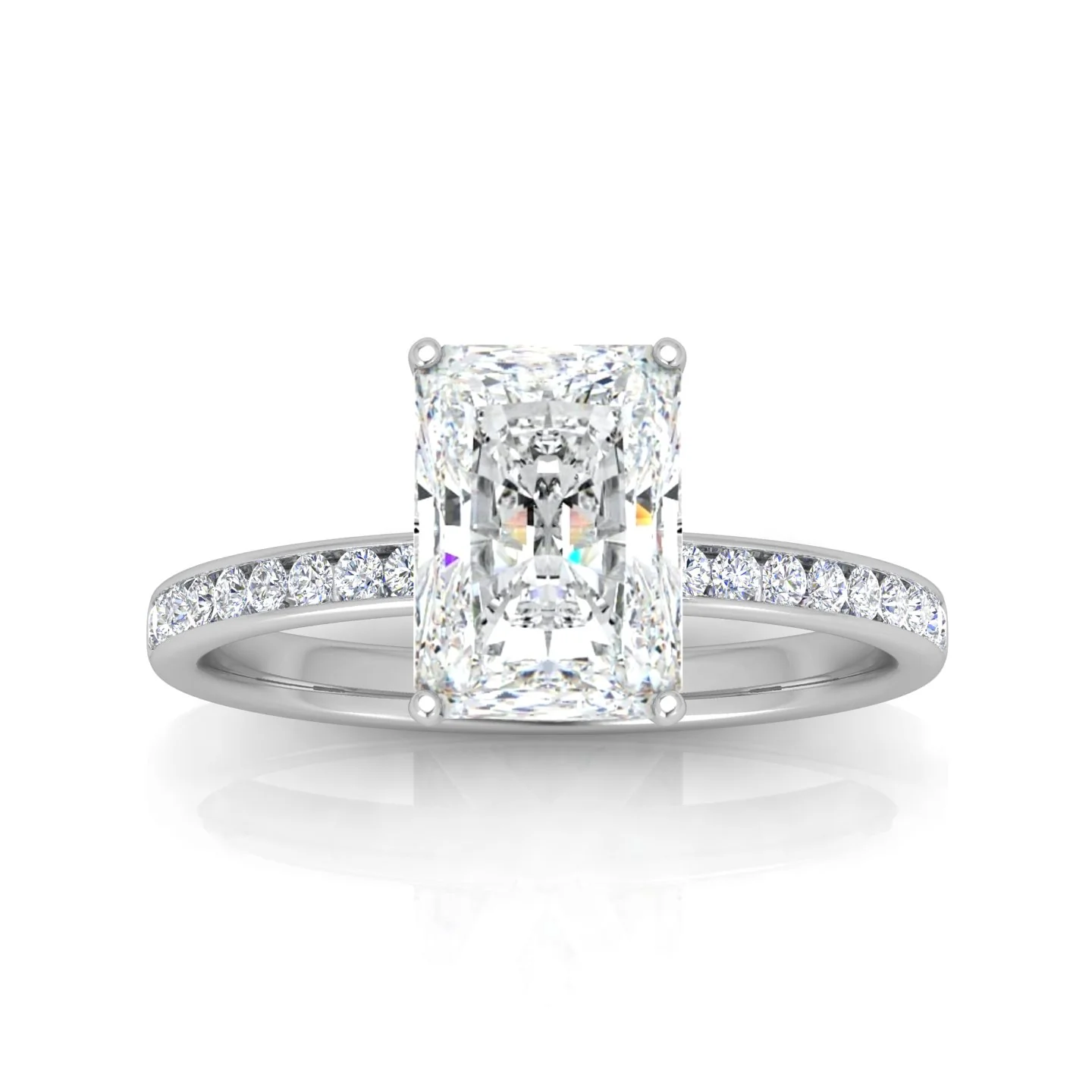 Channel Set Radiant Diamond Engagement Ring - Image 12
