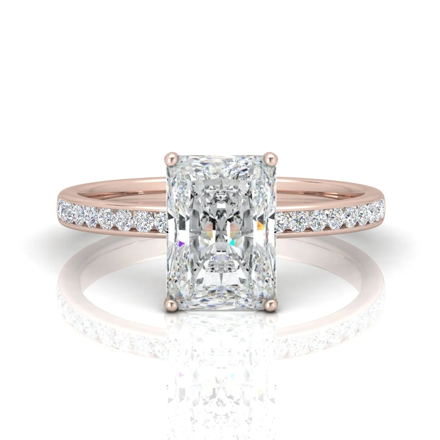 Channel Set Radiant Diamond Engagement Ring - Image 13
