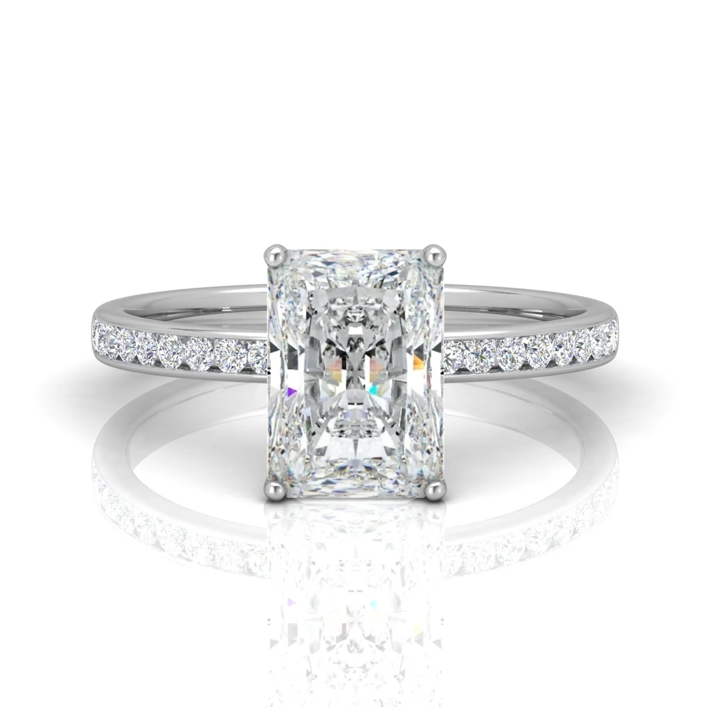 Channel Set Radiant Diamond Engagement Ring - Image 14