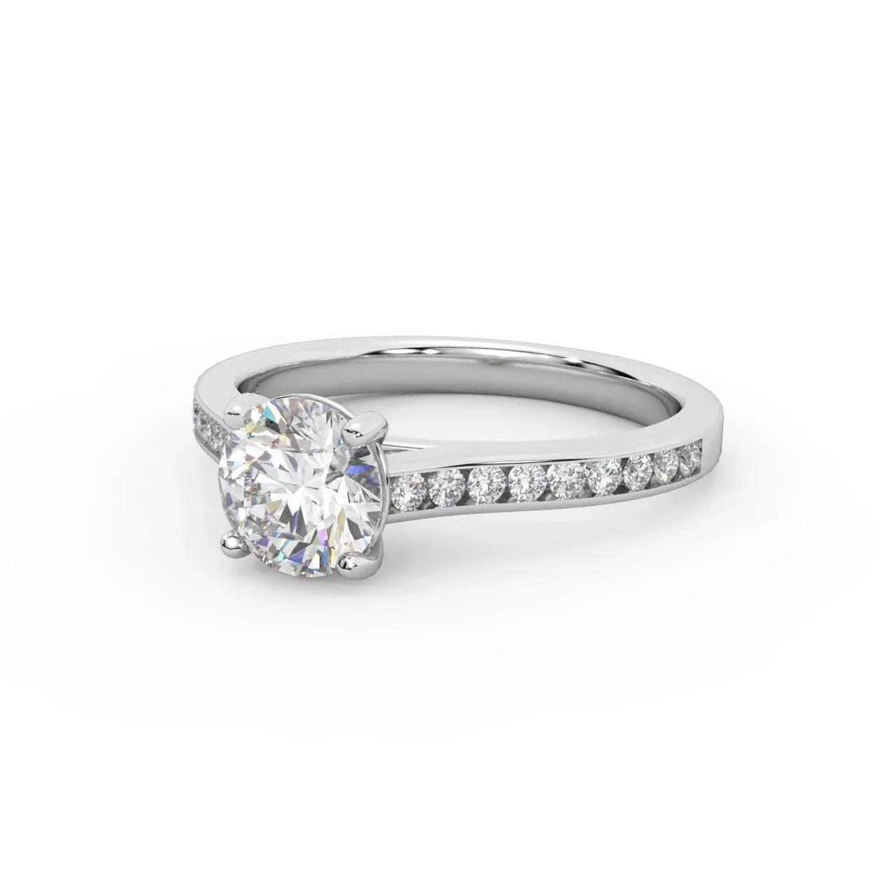 Channel Set Round Shaped Diamond Engagement Ring - Image 6