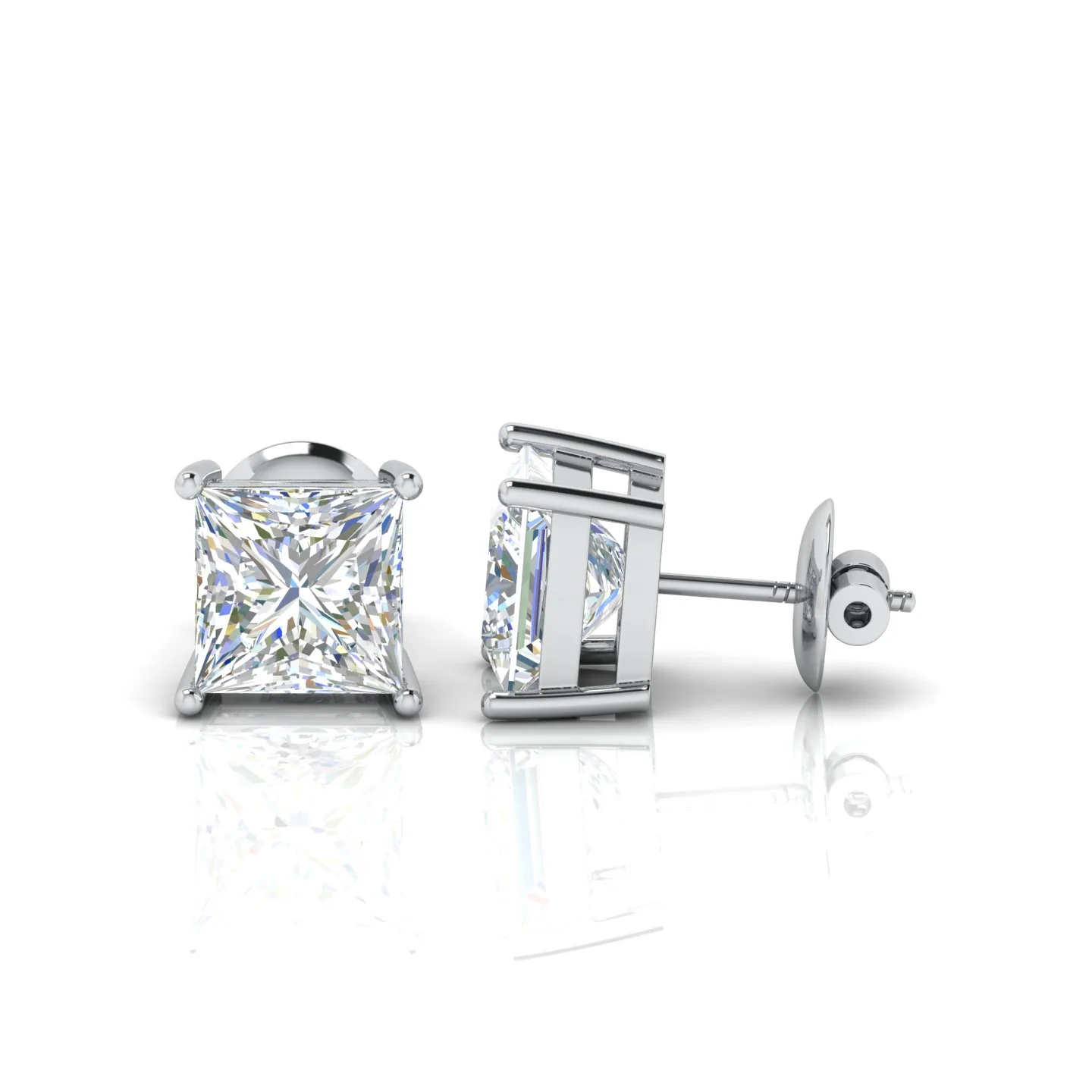 Special Deal Certified F/VVS-VS 5.17Ct Hugh Princess Cut Diamond Stud Earrings In Platinum - Image 3