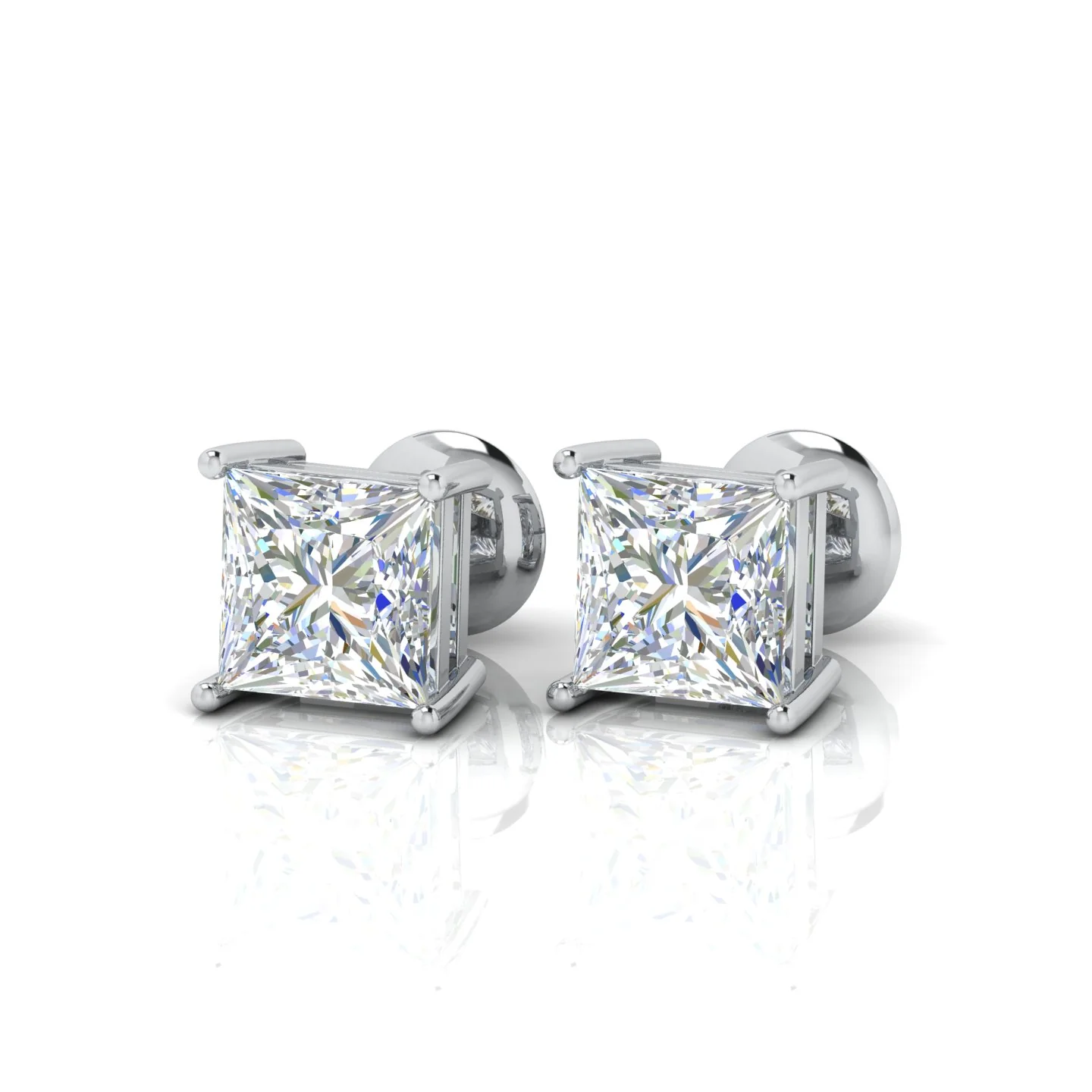 Special Deal Certified F/VVS-VS 5.17Ct Hugh Princess Cut Diamond Stud Earrings In Platinum - Image 4