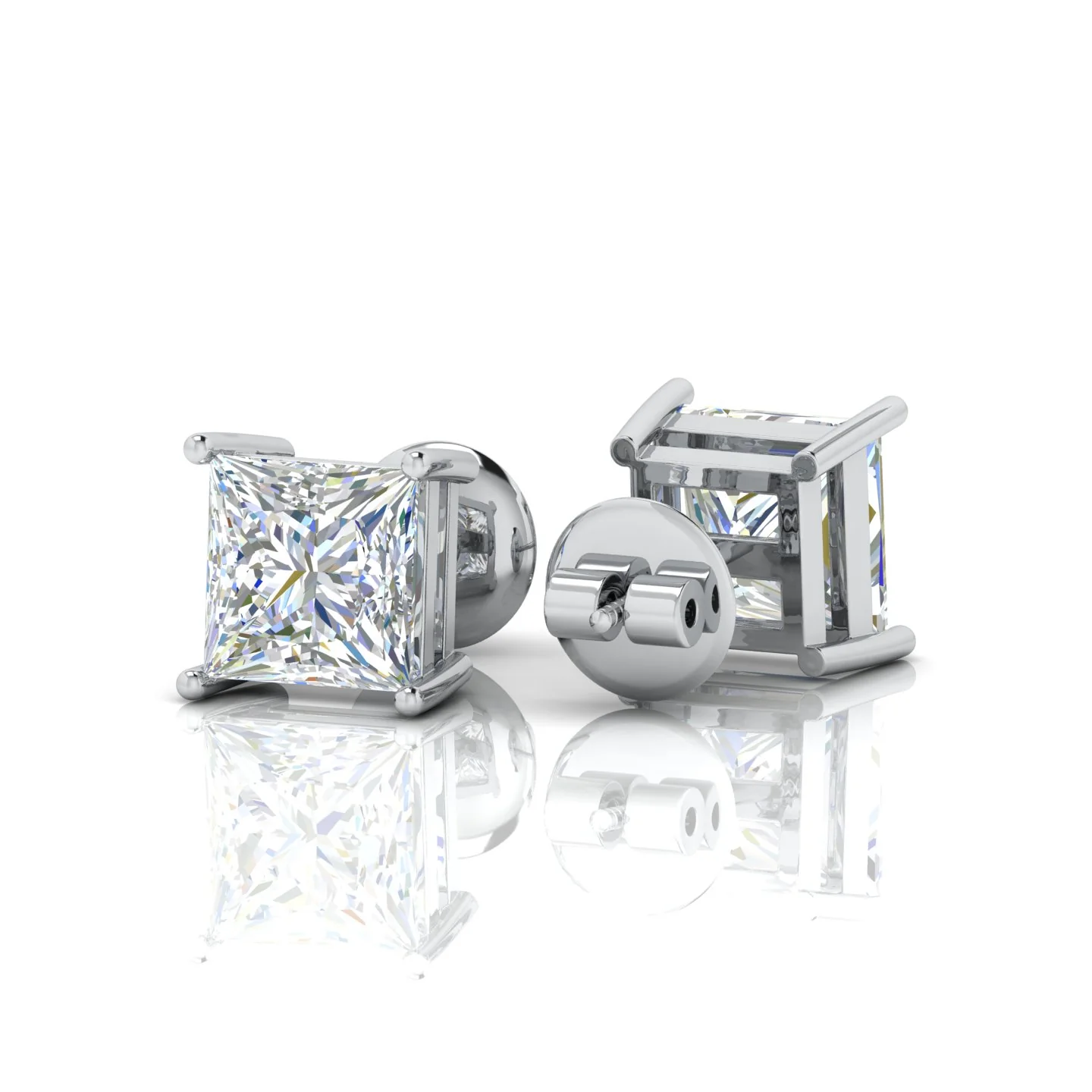 Special Deal Certified F/VVS-VS 5.17Ct Hugh Princess Cut Diamond Stud Earrings In Platinum - Image 5