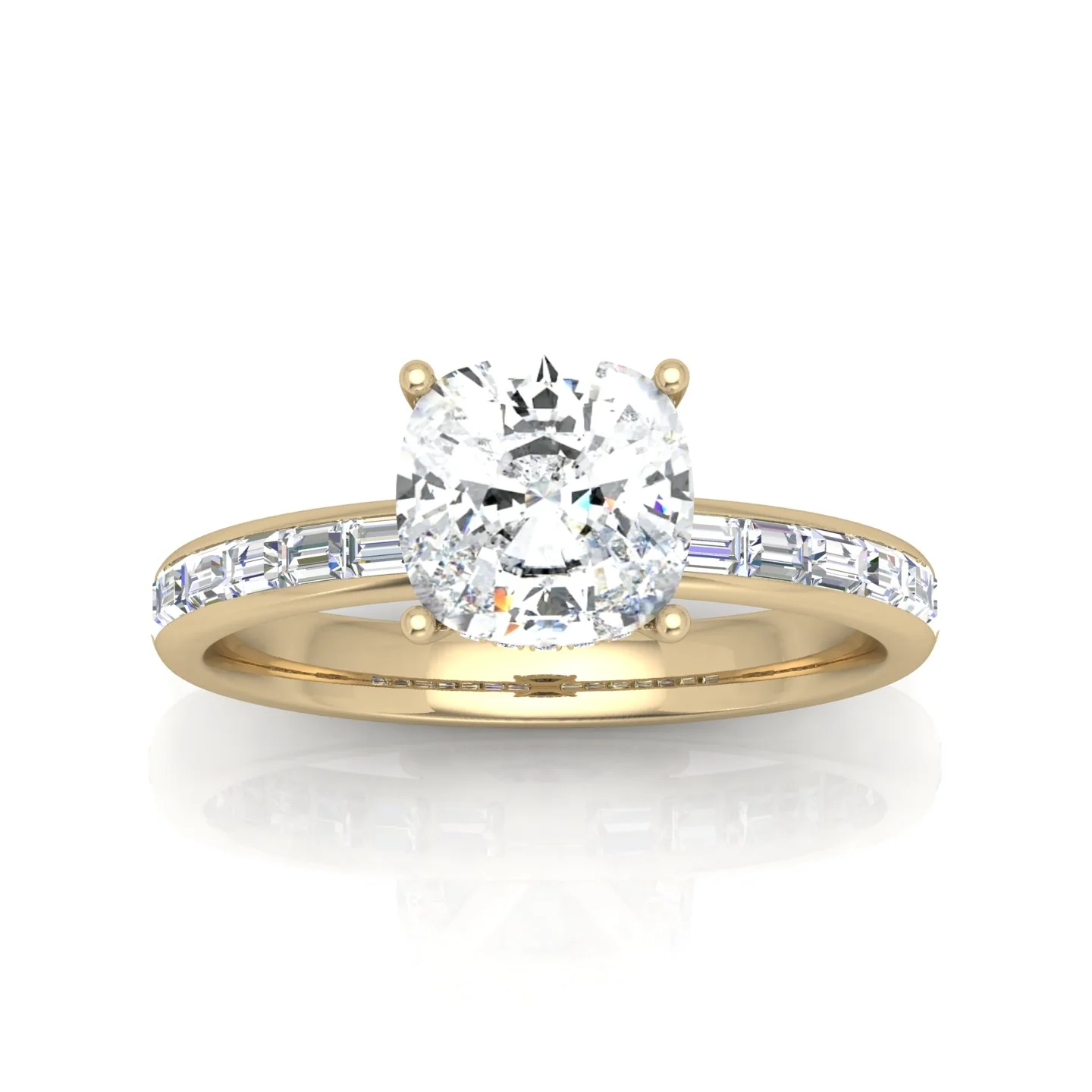 Classic Hidden Halo Channel Set Engagement Ring - Cushion - Image 11