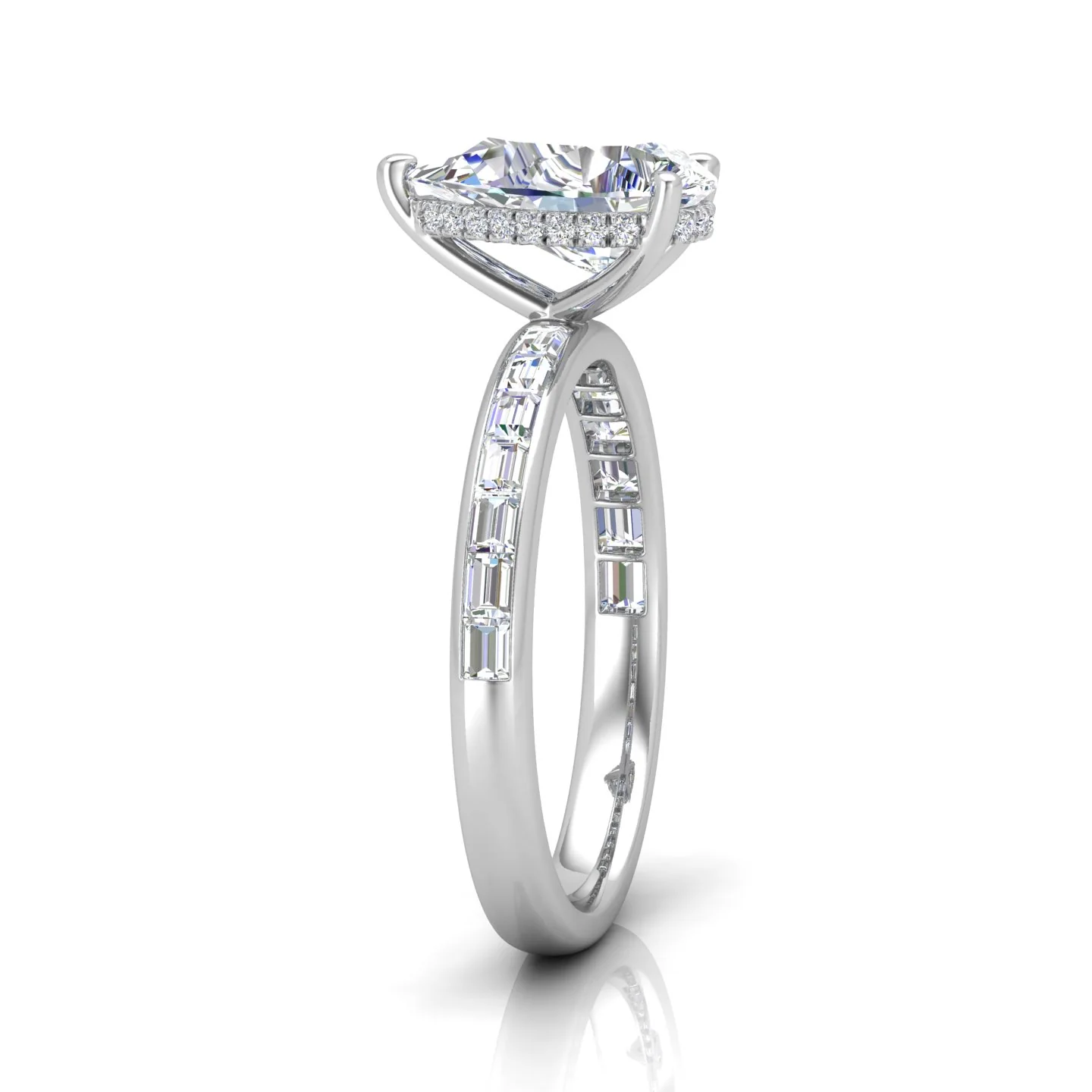 Classic Hidden Halo Channel Set Engagement Ring - Pear - Image 3