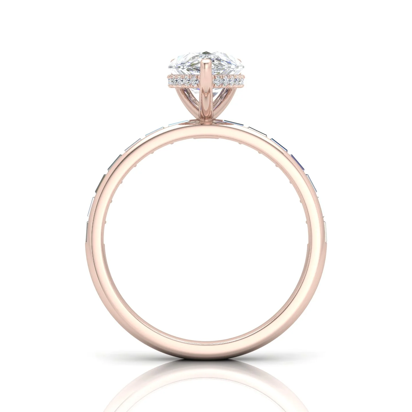 Classic Hidden Halo Channel Set Engagement Ring - Pear - Image 8