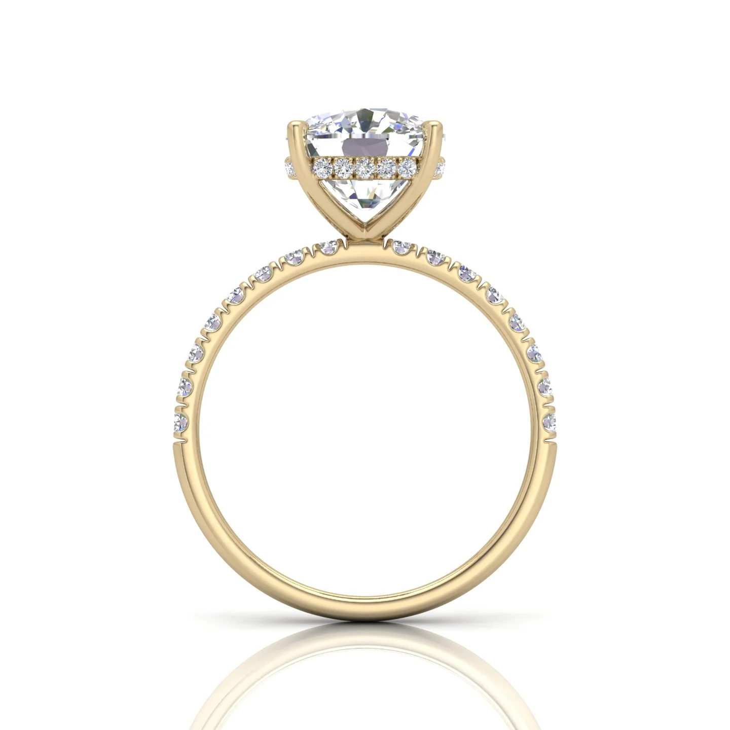 Classic Hidden Halo Pave Set Engagement Ring - Cushion - Image 13