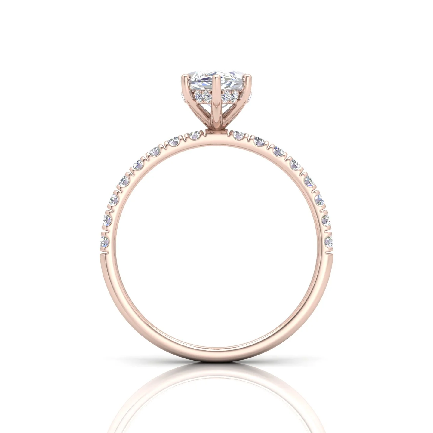 Classic Hidden Halo Pave Set Engagement Ring - Marquise - Image 12