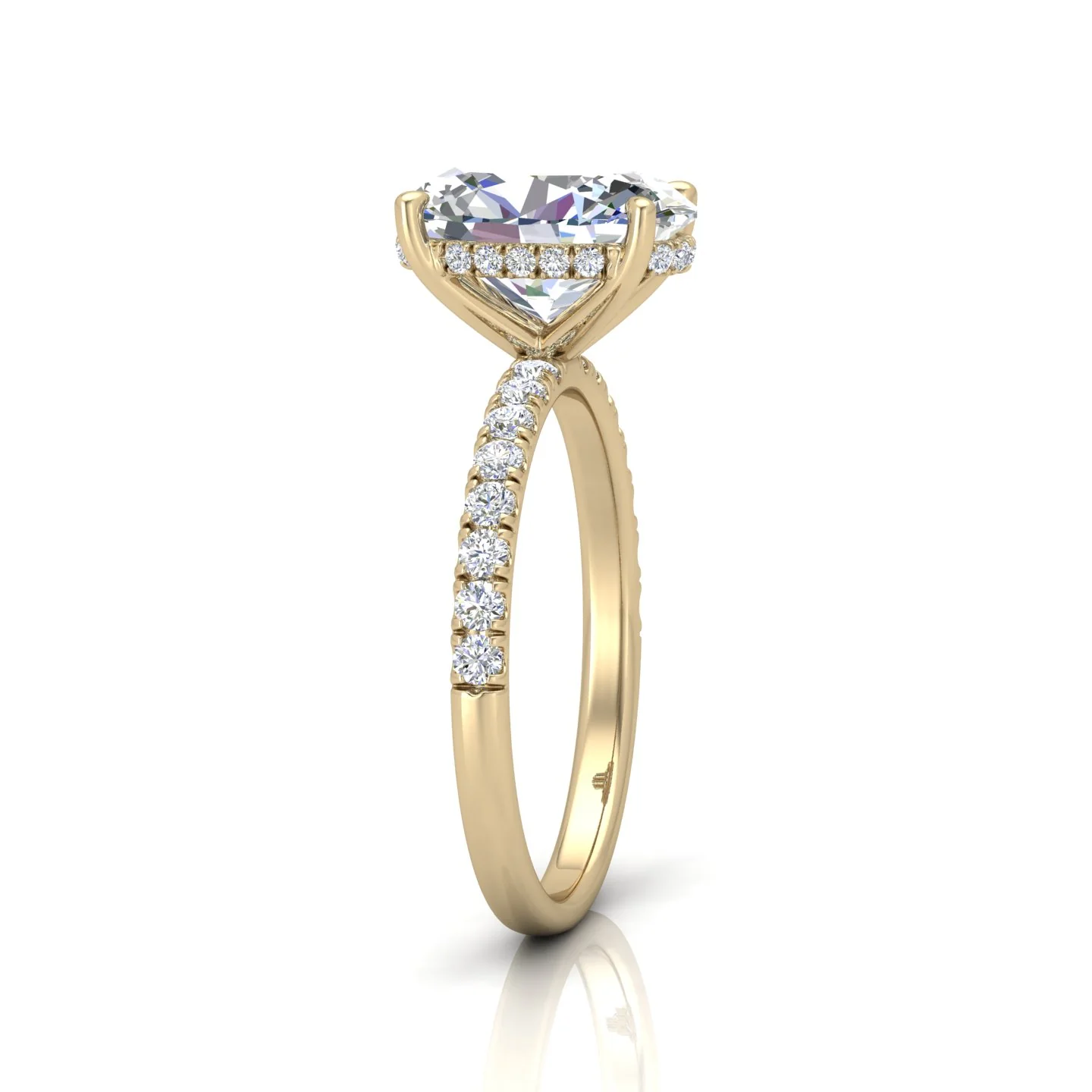 Classic Hidden Halo Pave Set Engagement Ring - Oval - Image 2