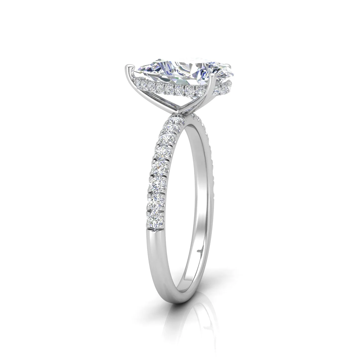 Classic Hidden Halo Pave Set Engagement Ring - Pear - Image 3