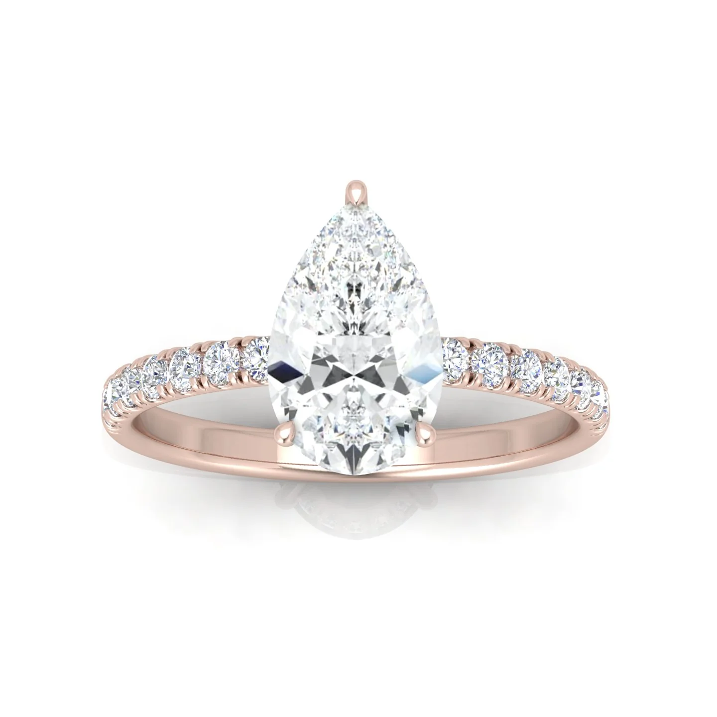 Classic Hidden Halo Pave Set Engagement Ring - Pear - Image 7