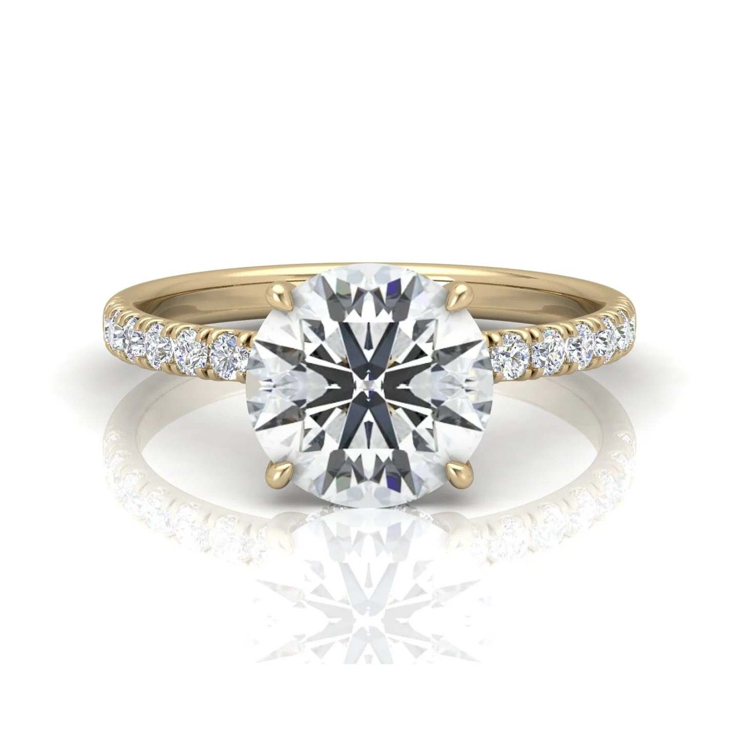 Classic Hidden Halo Pave Set Engagement Ring - Round