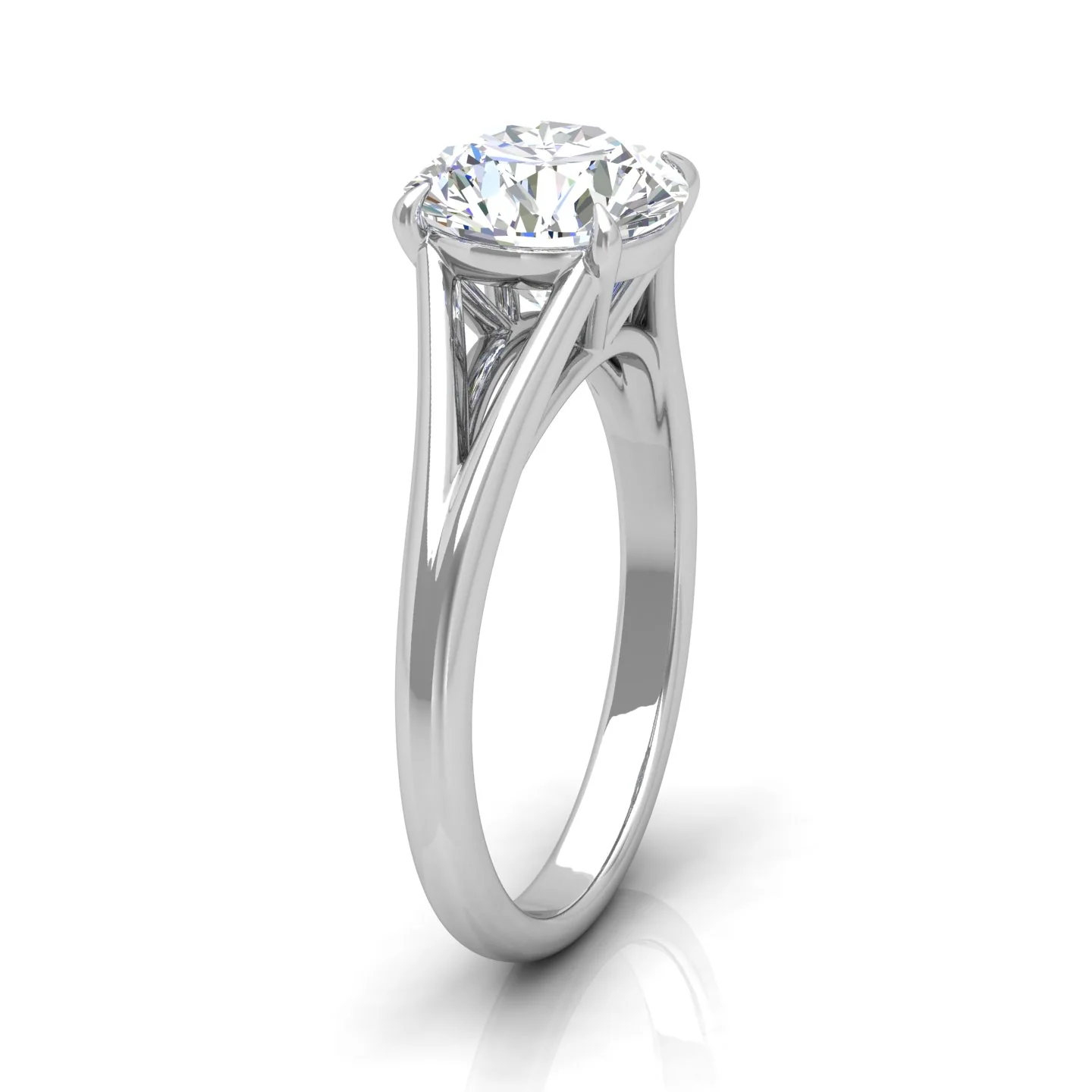 Classic Round Diamond Split Shank Solitaire Engagement Ring - Image 3