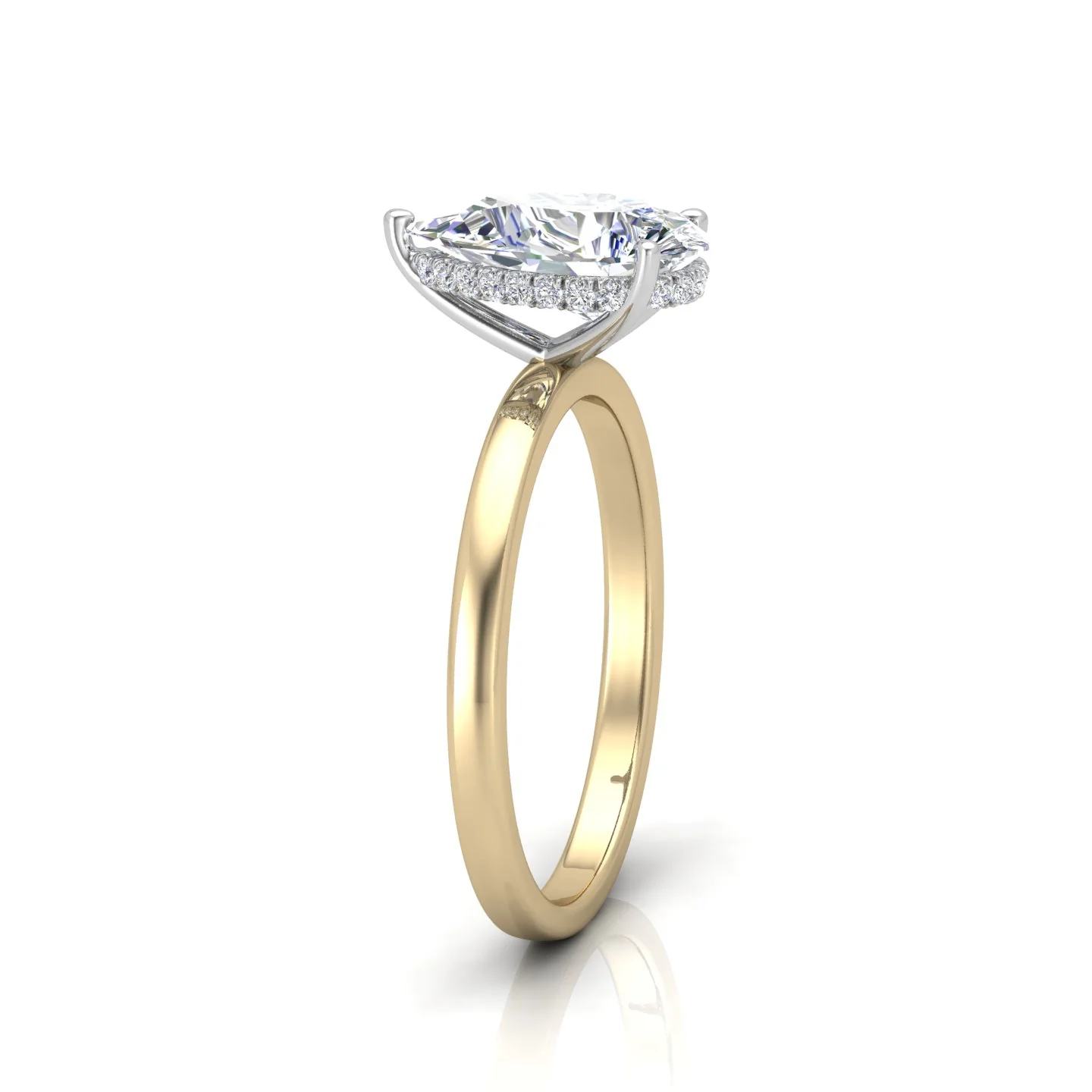 Classic Solitaire Hidden Halo Engagement Ring - Image 2