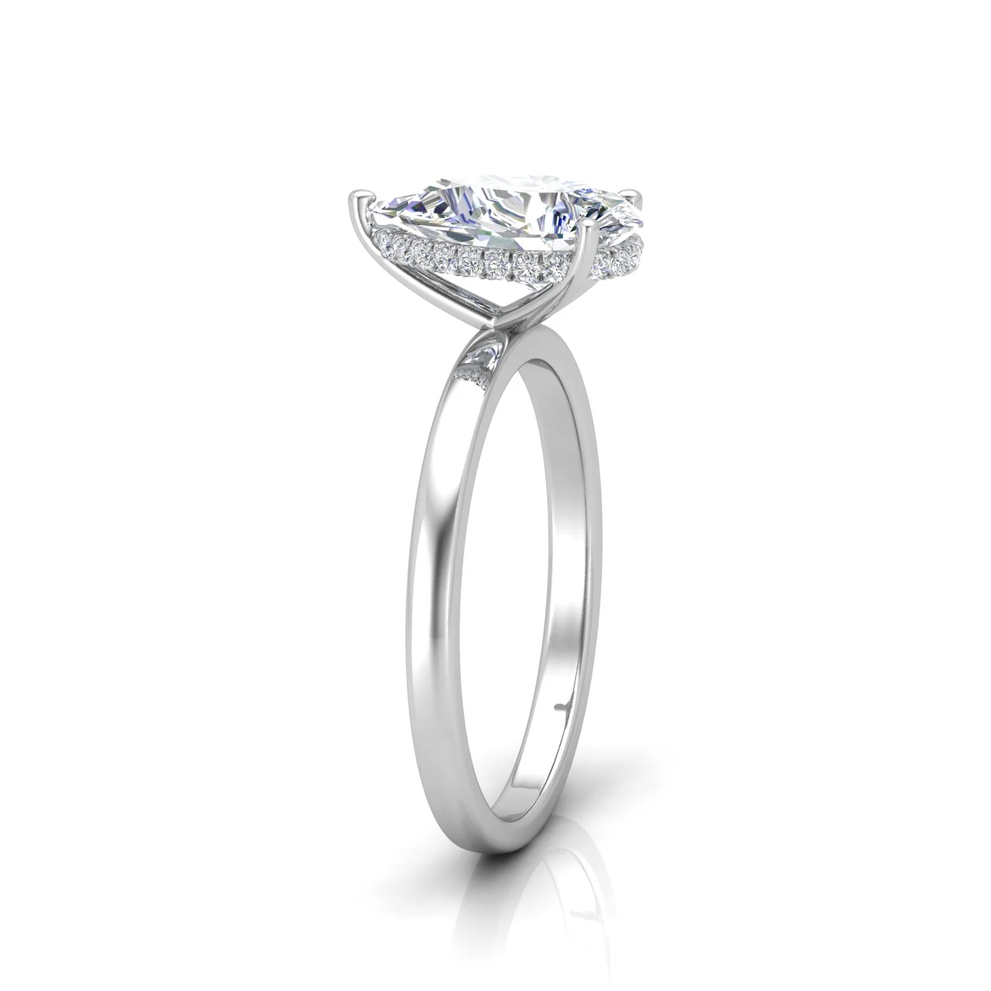 Classic Solitaire Hidden Halo Engagement Ring - Image 3