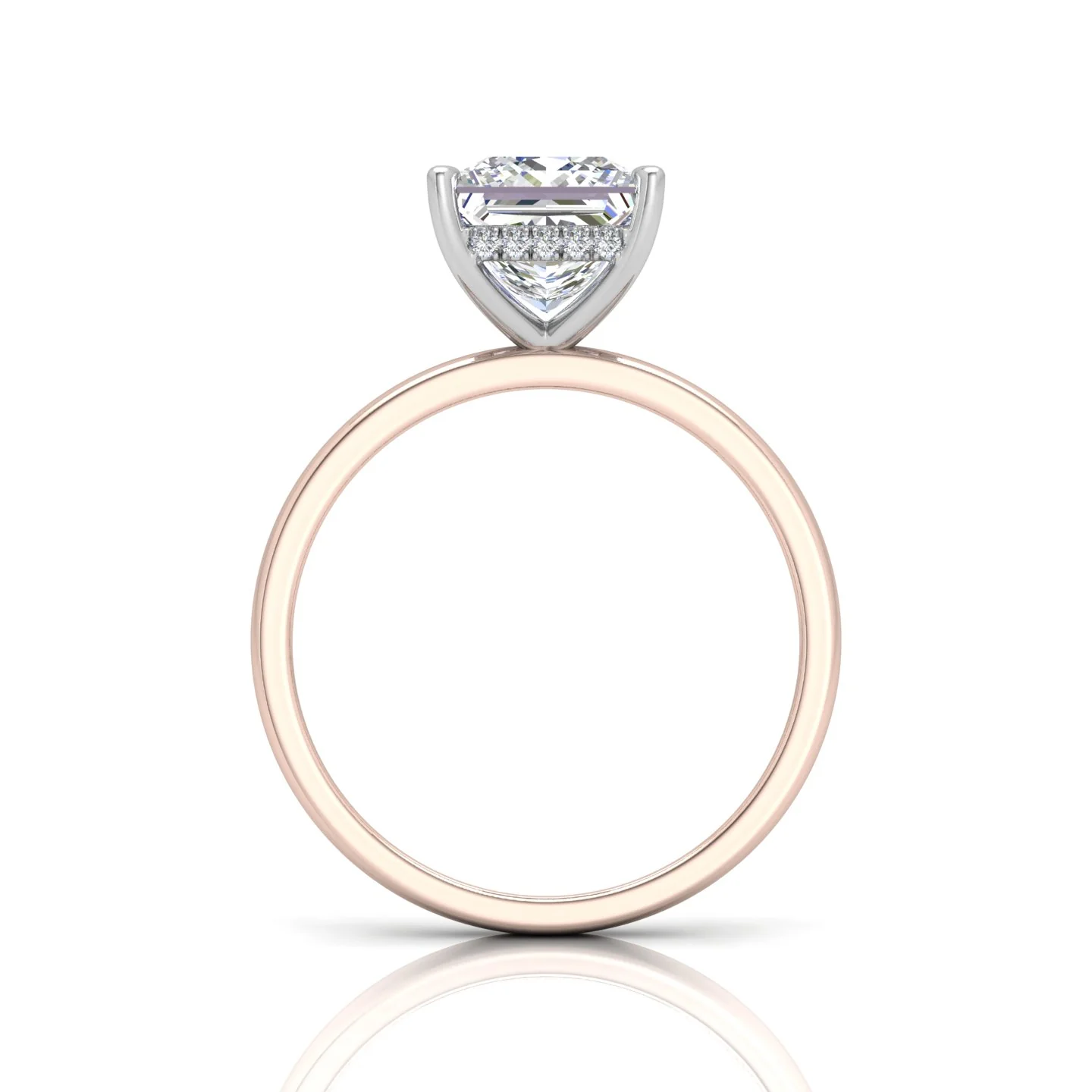 Classic Solitaire Hidden Halo Engagement Ring Princess - Image 15