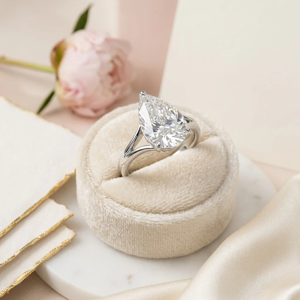 Clearance 5.00CT IGI Certified Lab Grown Pear Diamond Solitaire Engagement Ring - Image 2