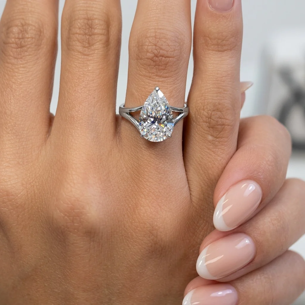 Clearance 5.00CT IGI Certified Lab Grown Pear Diamond Solitaire Engagement Ring - Image 4