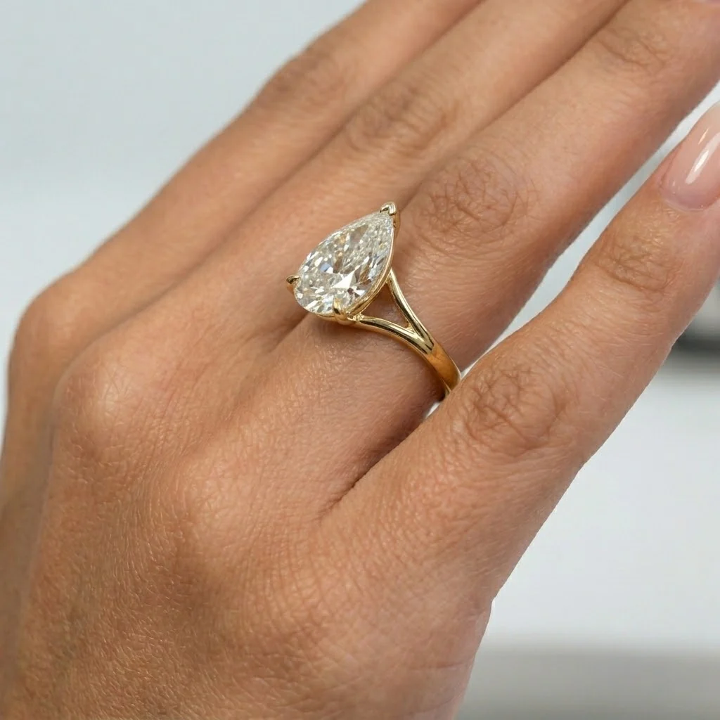 Clearance 5.00CT IGI Certified Lab Grown Pear Diamond Solitaire Engagement Ring - Image 5