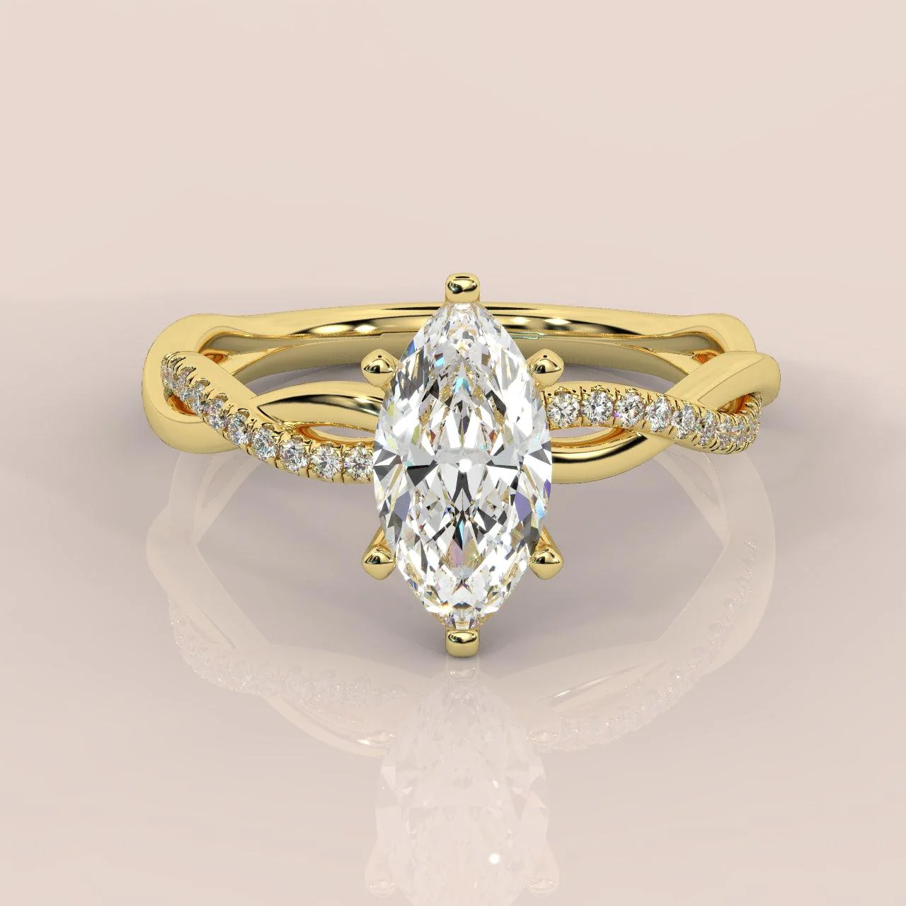 Clearance ! Best Quality 3.20Ct Marquise & Side Diamond Twisted Engagement Ring