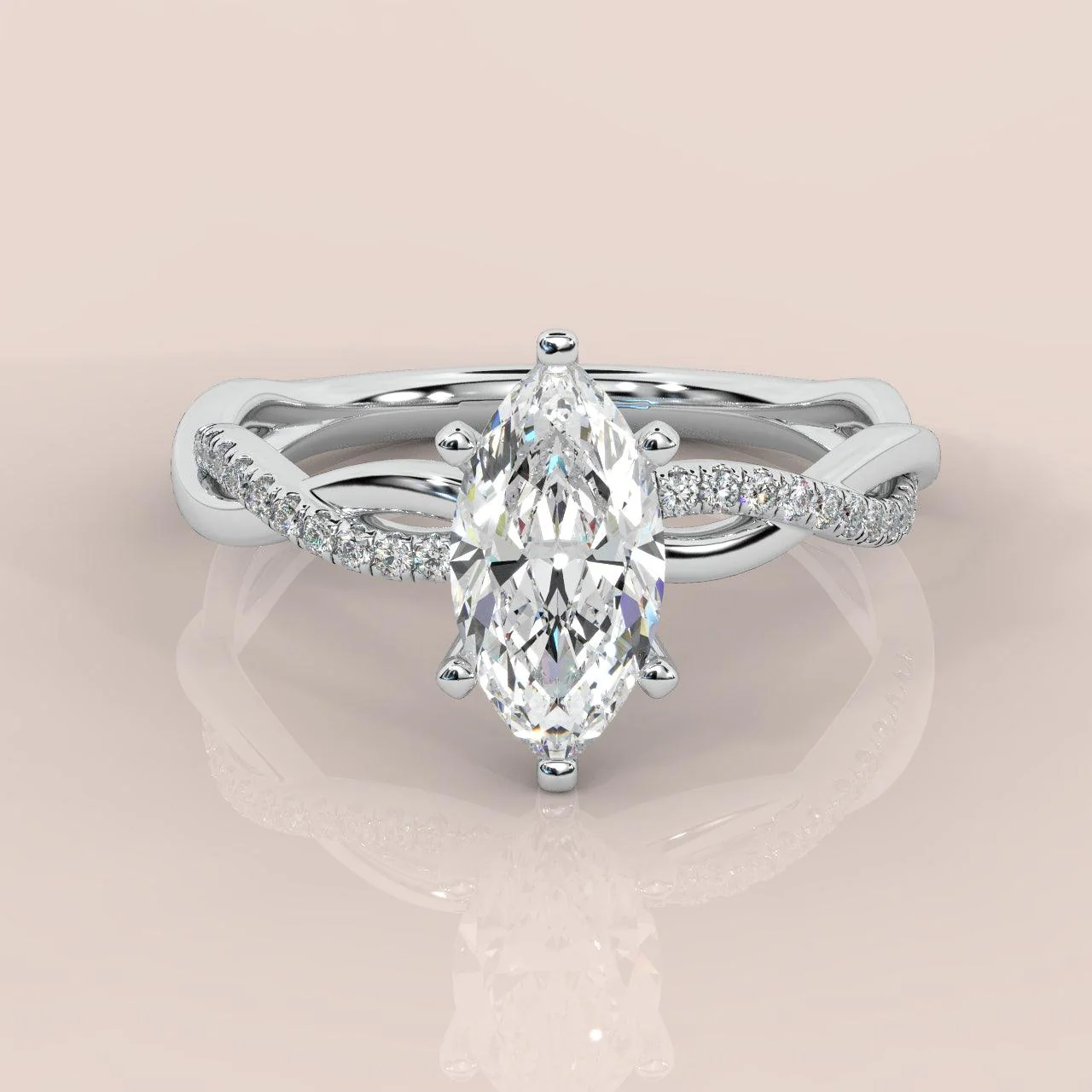 Clearance ! Best Quality 3.20Ct Marquise & Side Diamond Twisted Engagement Ring - Image 3