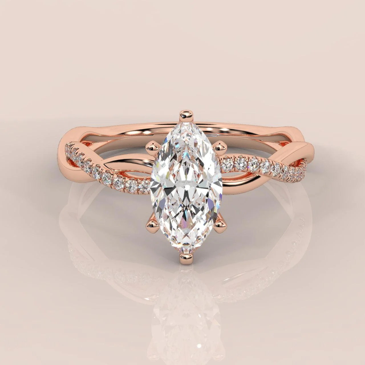 Clearance ! Best Quality 3.20Ct Marquise & Side Diamond Twisted Engagement Ring - Image 4