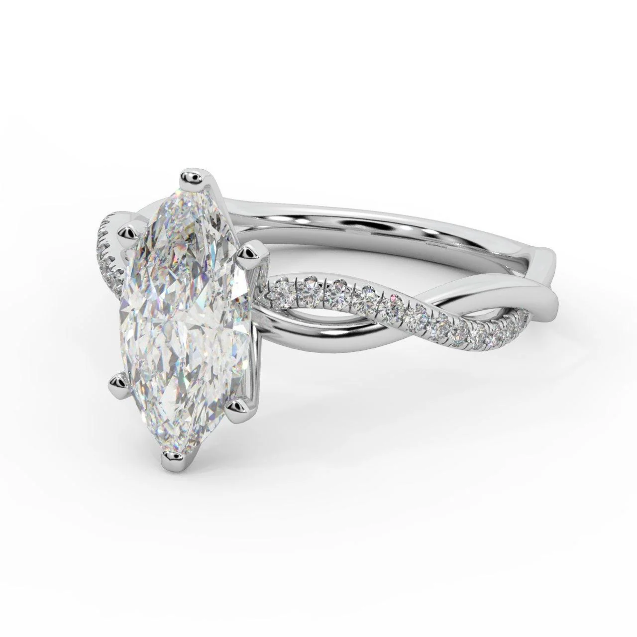 Clearance ! Best Quality 3.20Ct Marquise & Side Diamond Twisted Engagement Ring - Image 6