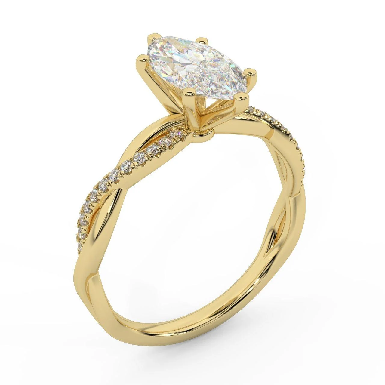 Clearance ! Best Quality 3.20Ct Marquise & Side Diamond Twisted Engagement Ring - Image 7