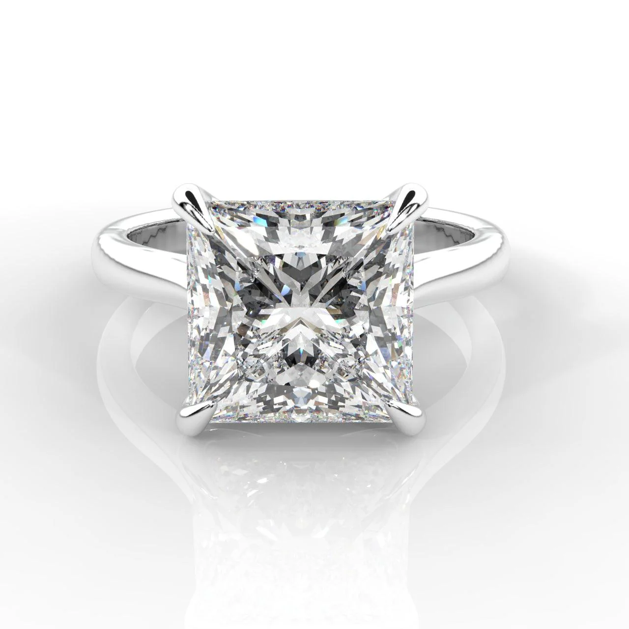 Clearance F/VS 3.00Ct - 4.00Ct Princess Diamond Engagement Ring in Platinum (Stone Size 8.60mm)