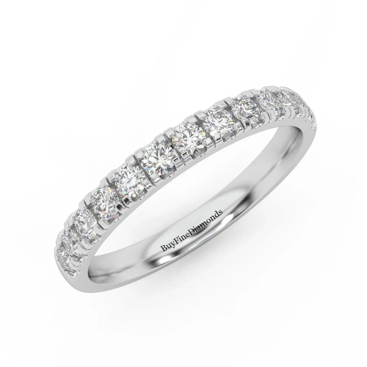 Clearance ! Platinum D/VS Round Diamond Micro Pave Set Half Eternity Ring 1.6mm - 2.5mm - Image 2