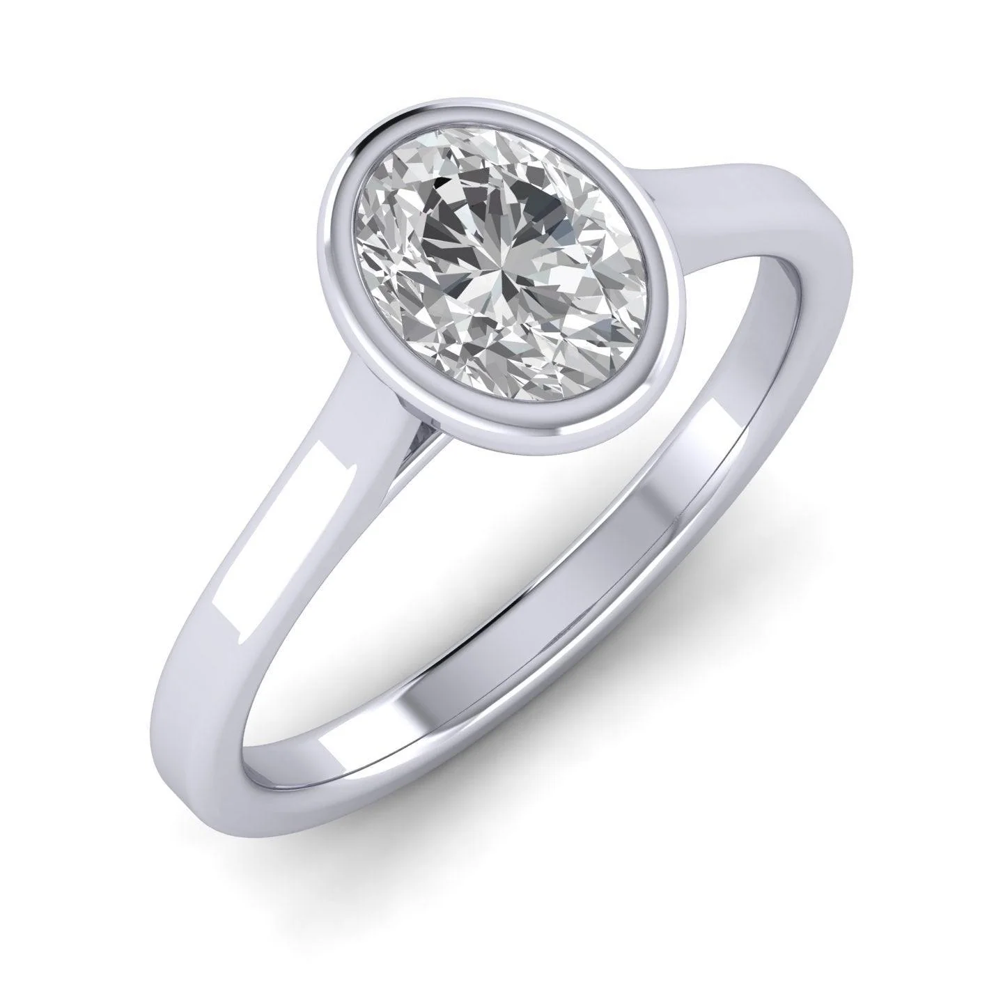 Comfort Fit Bezel Set Diamond Solitaire Engagement Ring Platinum - Image 5