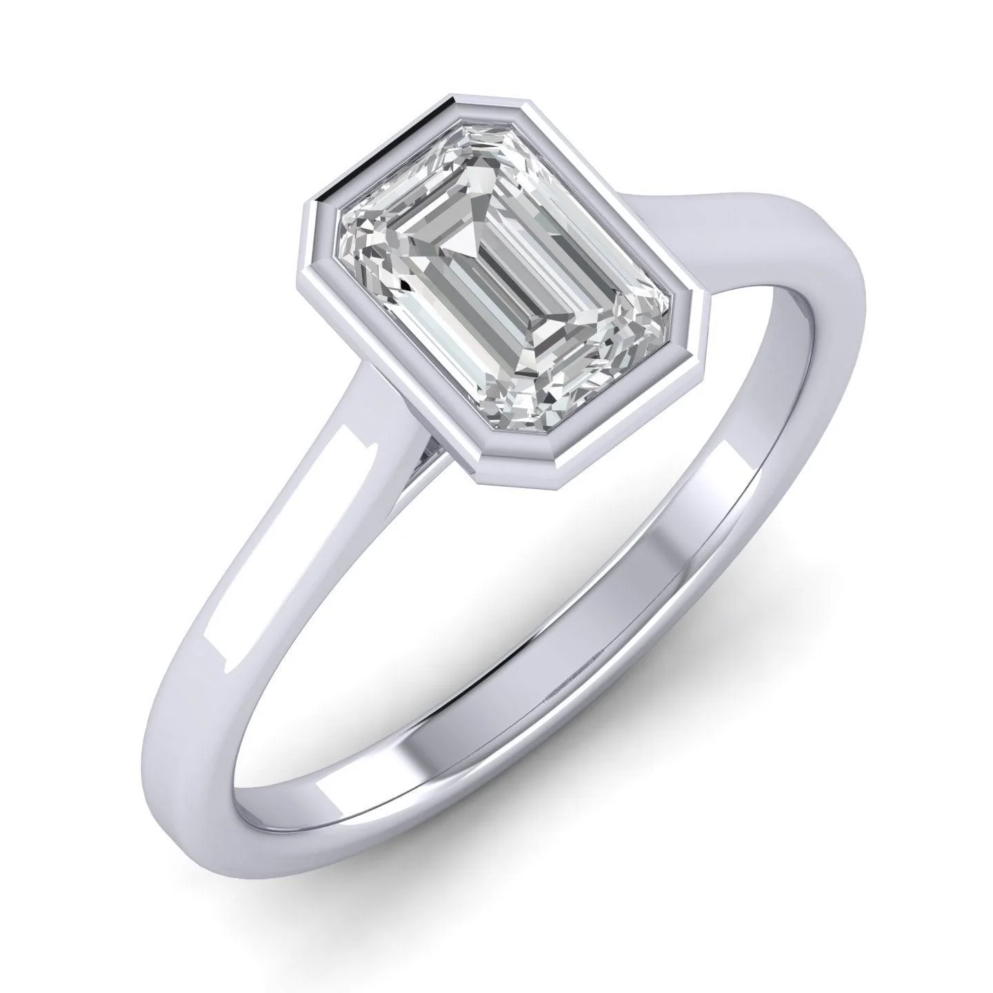 Comfort Fit Bezel Set Diamond Solitaire Engagement Ring Platinum - Image 6