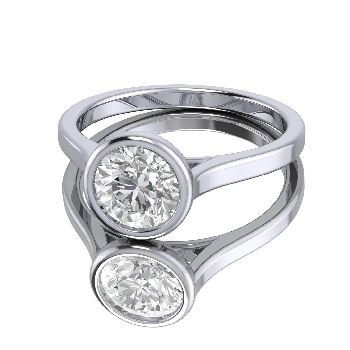 Comfort Fit Bezel Set Diamond Solitaire Engagement Ring Platinum - Image 8