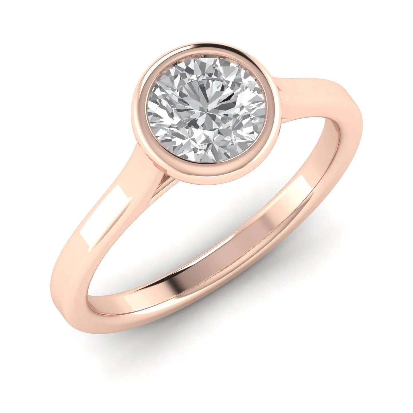 Comfort Fit Bezel Set Diamond Solitaire Engagement Ring Rose Gold - Image 3