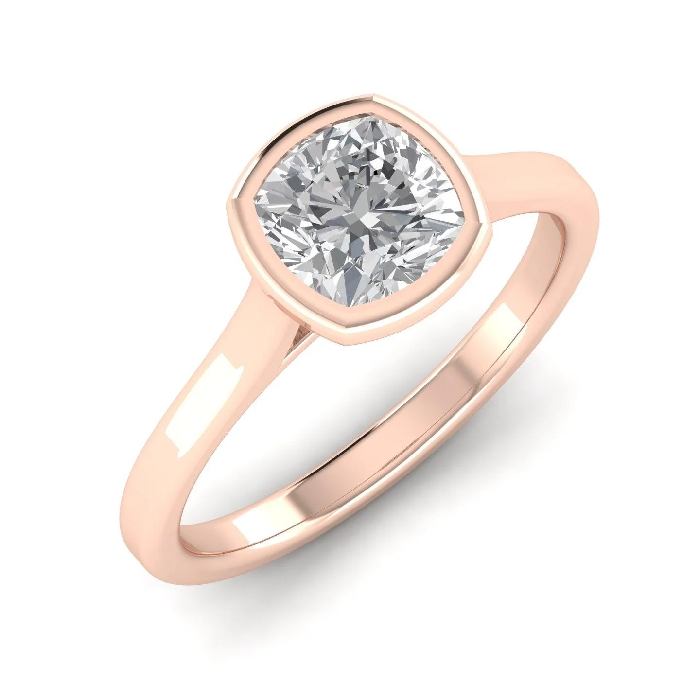 Comfort Fit Bezel Set Diamond Solitaire Engagement Ring Rose Gold - Image 4