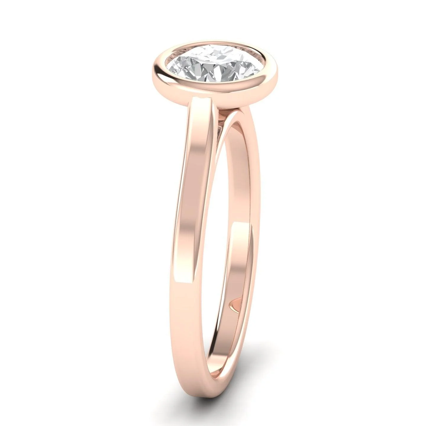 Comfort Fit Bezel Set Diamond Solitaire Engagement Ring Rose Gold - Image 8