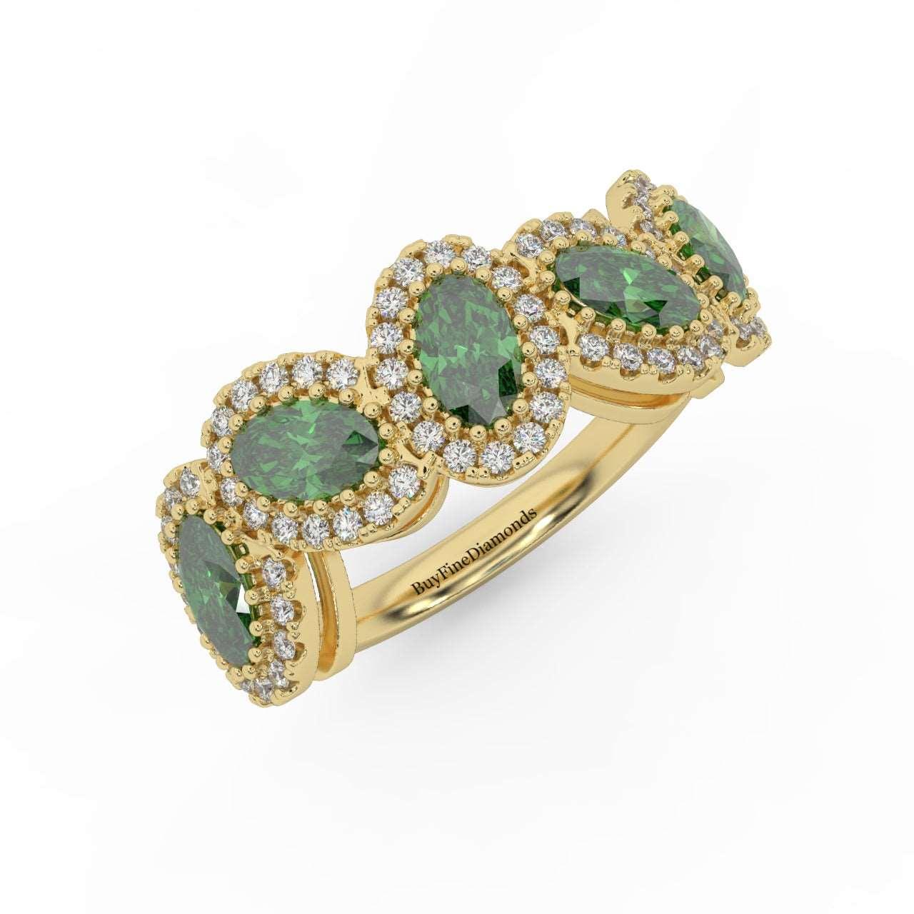 1.75 Ct Oval Shape Green Emerald and Diamond Halo Engagement Ring in 950 Platinum & Gold - Image 3