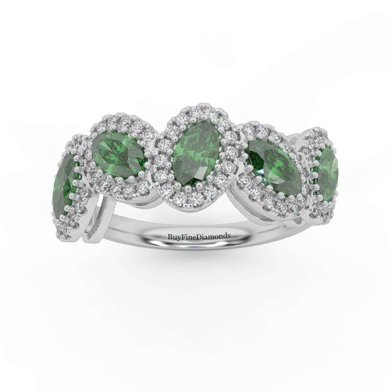 1.75 Ct Oval Shape Green Emerald and Diamond Halo Engagement Ring in 950 Platinum & Gold - Image 5